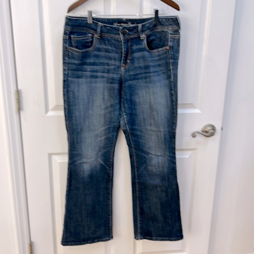 American Eagle (July 2012) Original Boot Stretch Blue Jeans, Size 14
